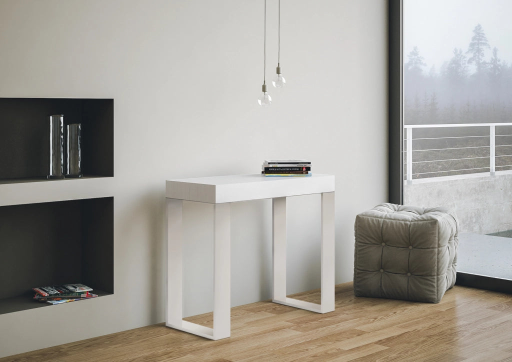 Consolle allungabile 90x40/196 cm Tekno Small Bianco Frassino telaio Bianco