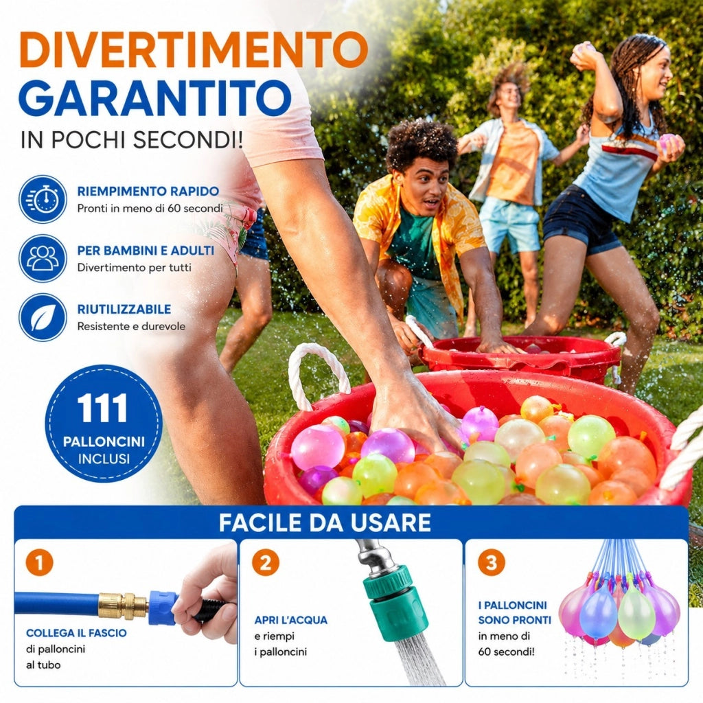 148 Palloncini d’Acqua Autosigillanti Riempimento Rapido 60 Secondi 668597