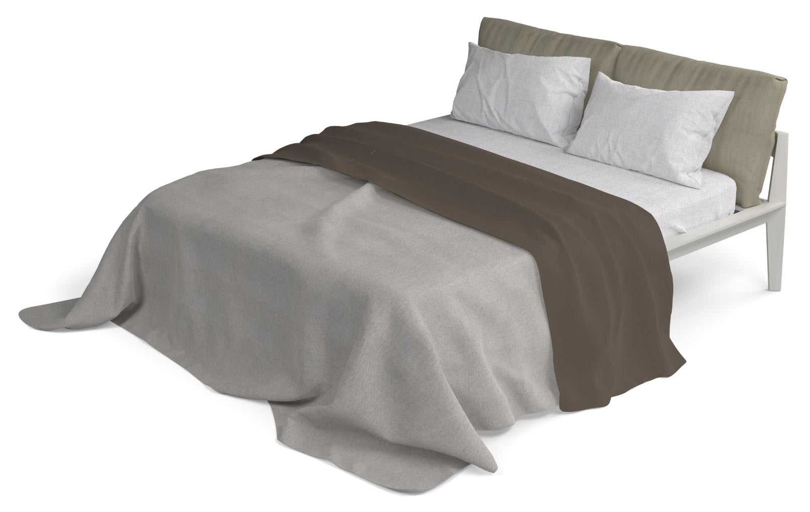 Set Lenzuola Singolo Sopra Sotto e Federe in Cotone Marrone