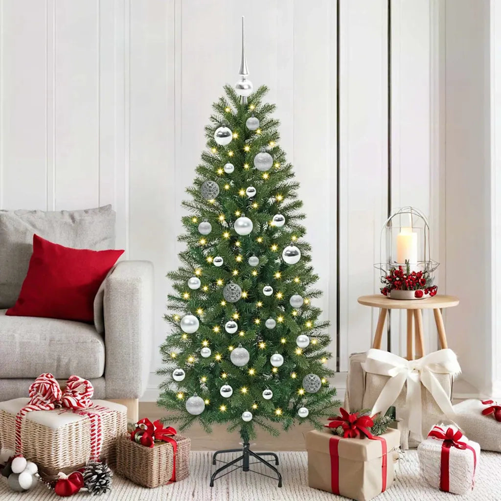 Set di Palle di Natale con 150 LED 61 pz Argento Plastica CFW5365126