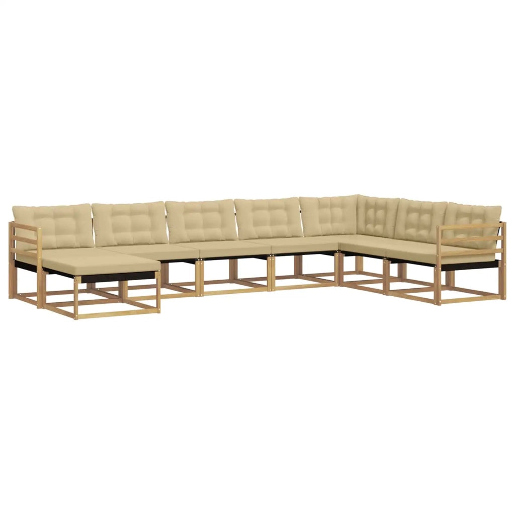 Set di divani da esterno con cuscino 8 pcs Bianco e Beige
