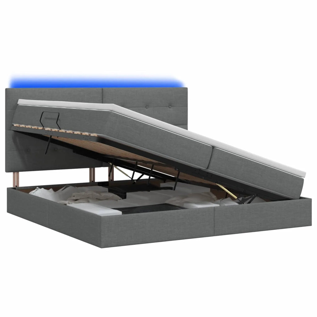 Letto con contenitore LED e materasso Grigio Scuro 200 x 200 cm 3459967