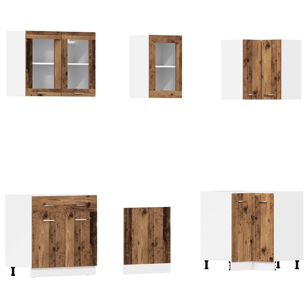 Set di Mobili da Cucina 11 pz Lyon Legno Antico in Truciolato 3328577