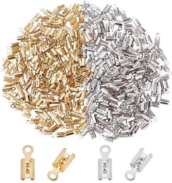 Connettori a Crimp per Collane e Pendenti - Platino e Oro - Adatti per Catene e Hanger