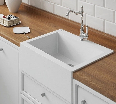 Lavello a Vasca Singola 63x49 cm | Ceramica Moderna, Sifone Salvaspazio Incluso