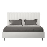 Letto imbottito Matrimoniale 160x190 cm Agueda - Bianco,Similpelle,Contenitore