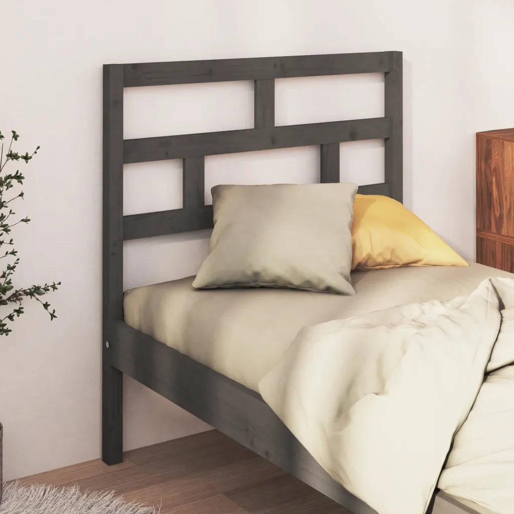 Testiera | Testata per Letto Grigia 81x4x100 cm in Legno Massello di Pino