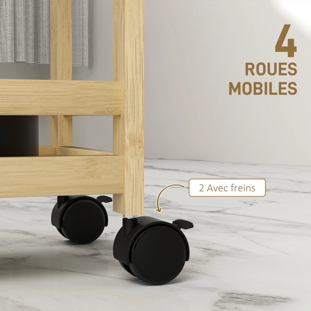 Etagere a 3 livelli in bambu con ruote ¨C Minimal ¨C naturale 80x30x70
