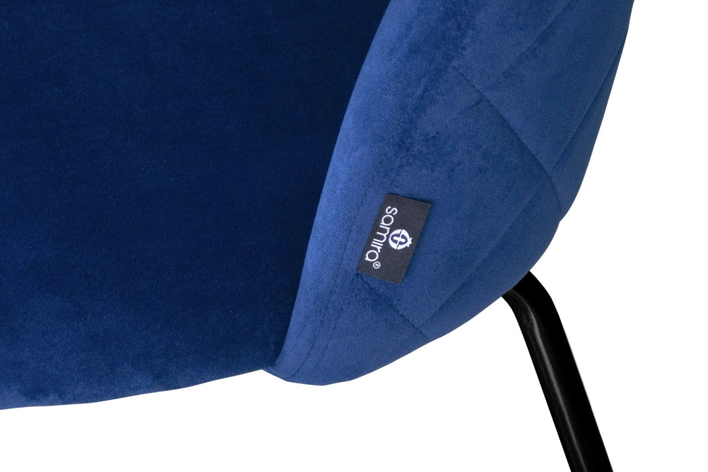 Sgabello cucina imbottito, sgabello alto in velluto blu piede nero – Nicole - SG07NIPN