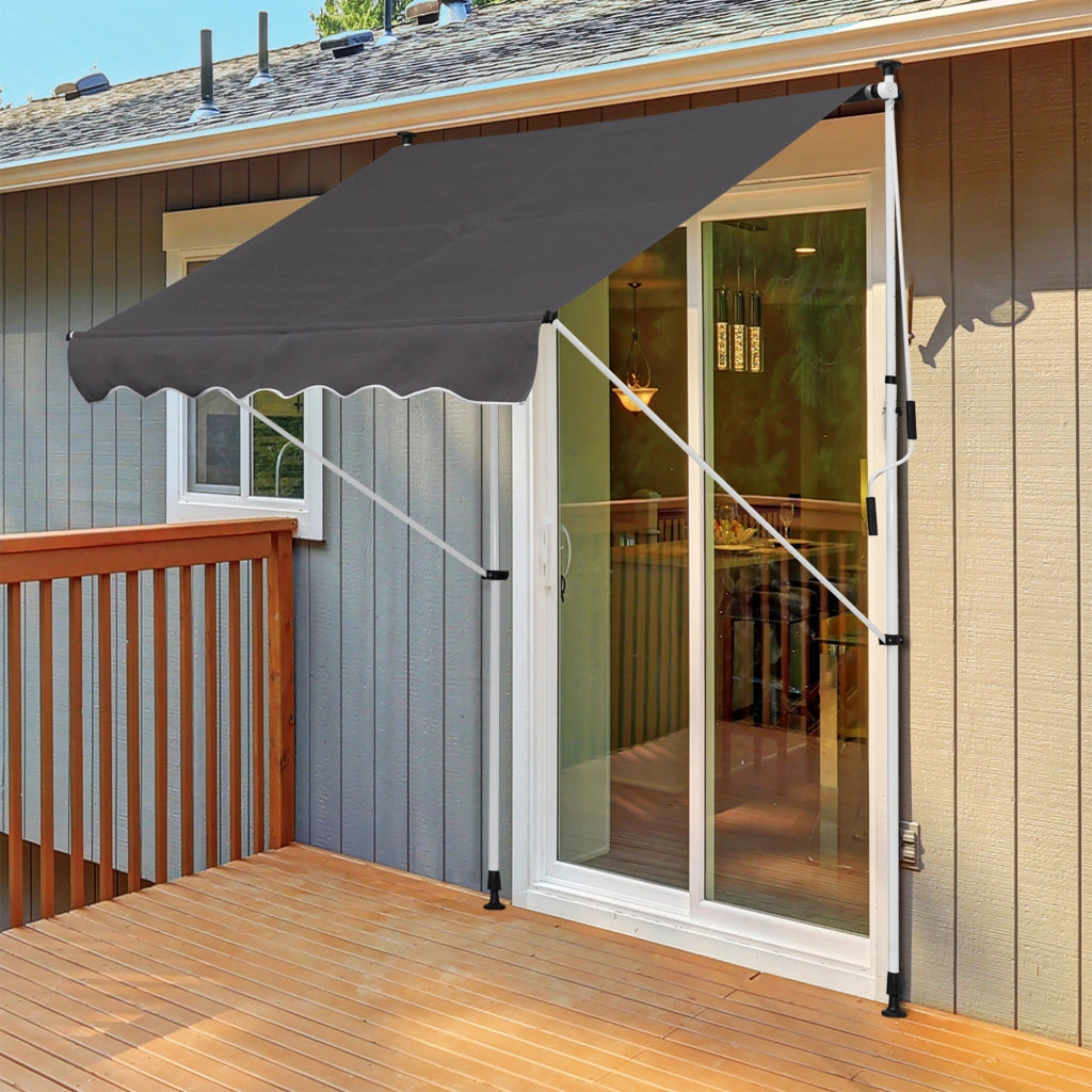 Toldo Manuale Retrattile per Balcone e Terrazzo ¨C zephmum ¨C Grigio 200x150x170-280 cm