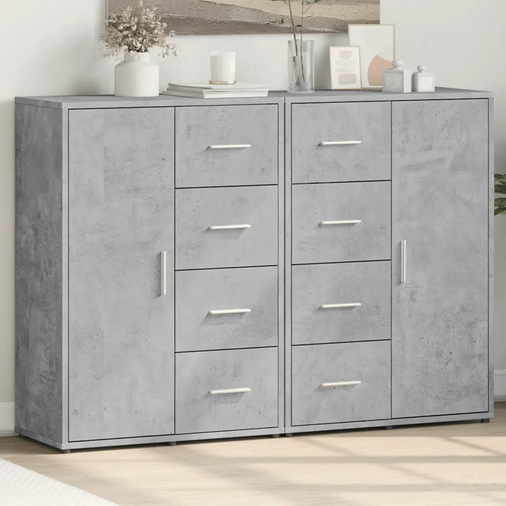 Credenze 2 pz | Madia | Buffet da pranzo | Armadio da pranzo Grigio Cemento 60x31x84 cm in Legno Multistrato