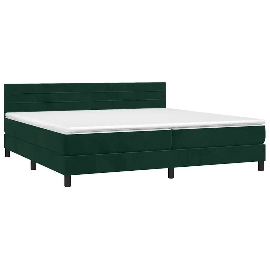 Giroletto a Molle con Materasso Verde Scuro 200x200 cm Velluto 3141386