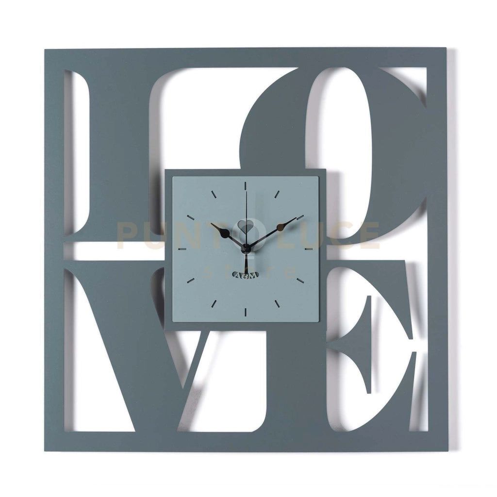 orologio da parete di design love Petrolio/verde marino in Ferro 50x50h cm