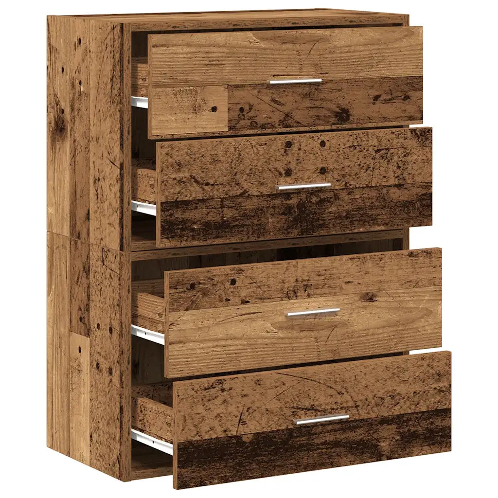 Armadi con 2 Cassetti 2 pz Legno Antico 60x31x40 cm Truciolato 858836
