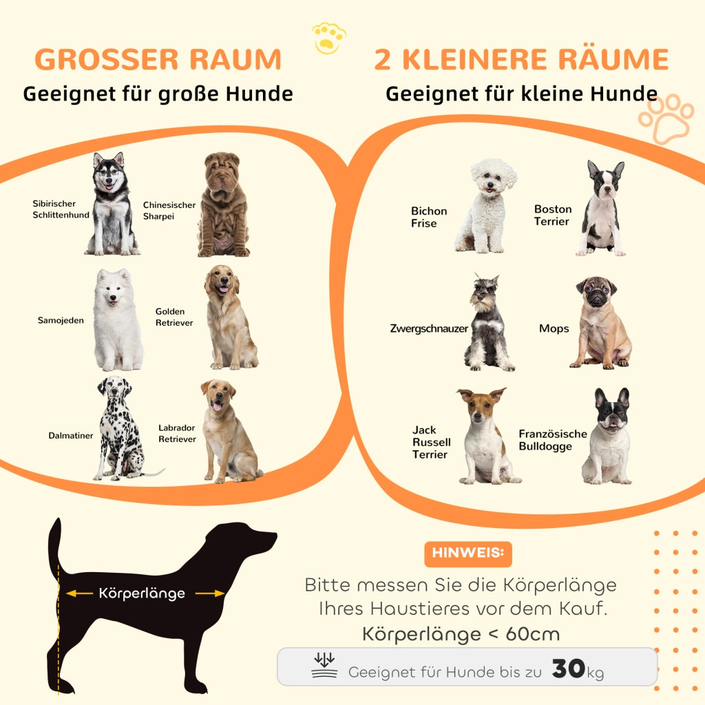 Gabbia per cani ¨C zephmum ¨C Grigio, 2 porte, design rustico