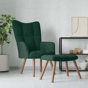 Divano Sedia-Poltrona Relax con Poggiapiedi Verde Scuro in Velluto 720350