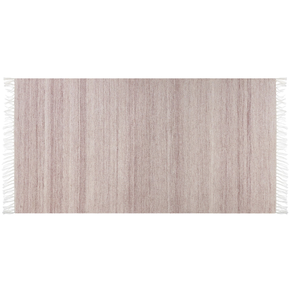 Tappeto in PET riciclato colore rosso chiaro con frange 80 x 150 cm interno esterno