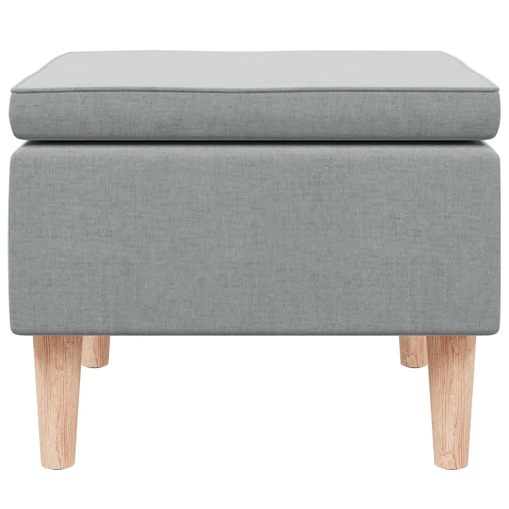 Poggiapiedi con Gambe in Legno Grigio Chiaro in Tessuto 329446