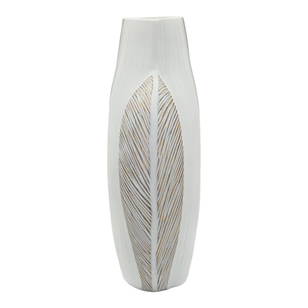 Vaso Decorativo VKH1031, Bianco, Poliresina, 35x13,5x37,5 cm