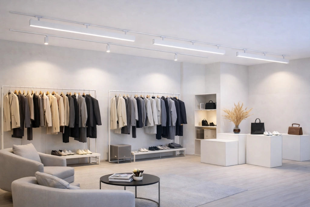Barra LED Nera Lineare per Binario Trifase 40W CCT Switch 110° Luce Professionale per Negozi e Showroom