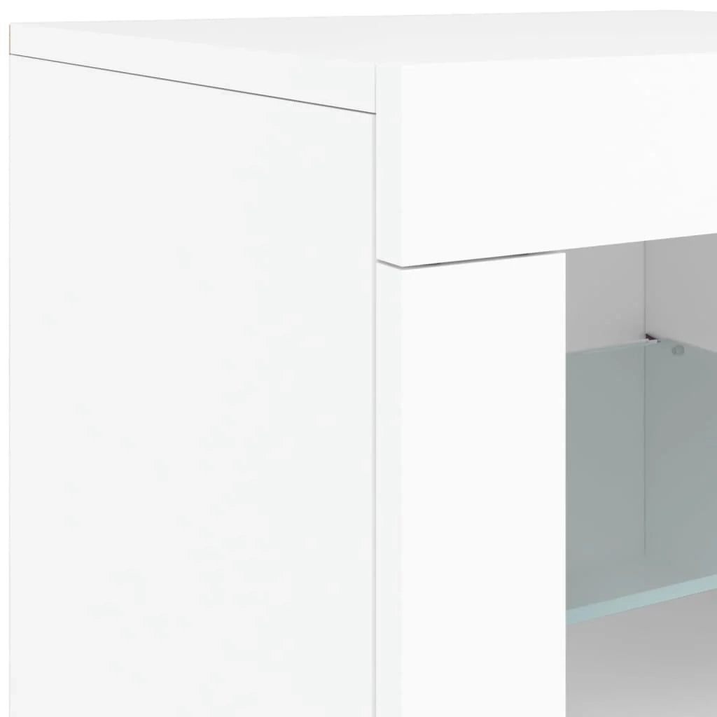 Buffet credenza cassettiera armadio mobile contenitore organizer per cucina soggiorno salotto con luci LED 202 x 37 x 67 cm bianco 02_0029843