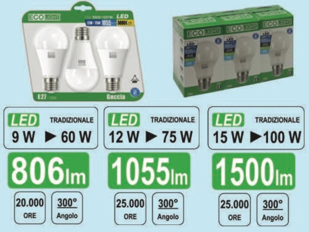 Goccia Led 12W=75W E27 3000K 1055 Lm - Bisonte
