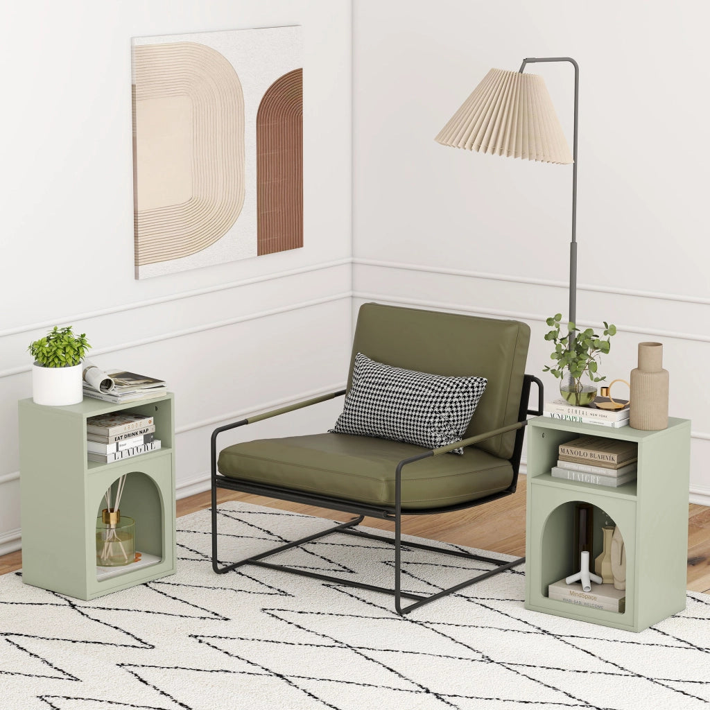 Comodino con ripiani aperti ¨C zephmum ¨C verde chiaro 40x30x60