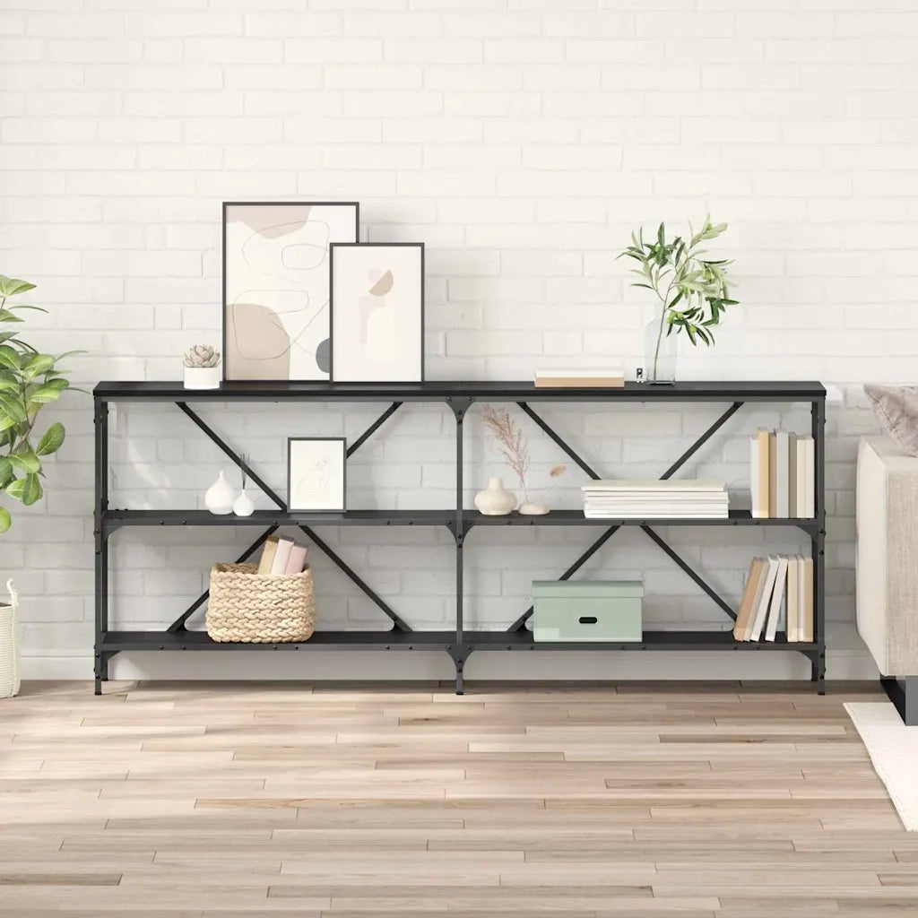 Tavolo consolle Rovere Nero 180 x 30 x 75 cm Legno multistrato 881907