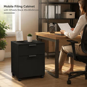 Mobile Filing Cabinet With Wheels, Black, 45x38x54 Cm