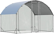 Pollaio per Galline da Esterno Grande, Gabbia per Galline in Metallo da Giardino con Copertura, per Polli, Conigli, Piccoli Animali, 190 x 280 x 195 cm