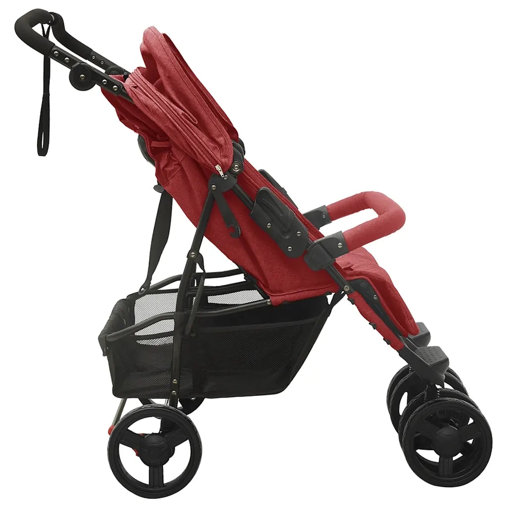Passeggino Gemellare Rosso in Acciaio 10245