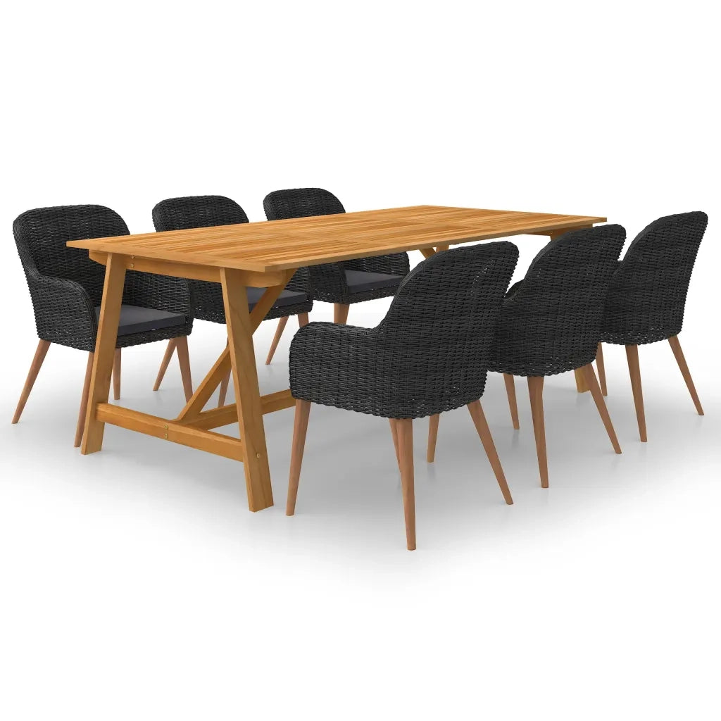 Set Mobili da Pranzo per Giardino 7 pz Nero cod mxl 43632