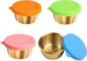Contenitori per insalata 4pz mini 40 ml con coperchi in silicone contenitori in acciaio inossidabile per condimenti alimentari accessori per piccoli contenitori di cibi snack