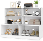Scarpiera con Seduta, Mobile d'Ingresso 2 in 1 con Kit Antiribaltamento, Panchina per Cambio Scarpe, Stile Moderno Organizzatore a 6 Cubi per Ingresso, Soggiorno, Corridoio, Bianco