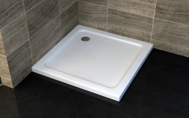 Piatto doccia quadrato ultra slim h.5 cm acrilico bianco SMIRNE 80x80 cm,Piletta scarico inclusa