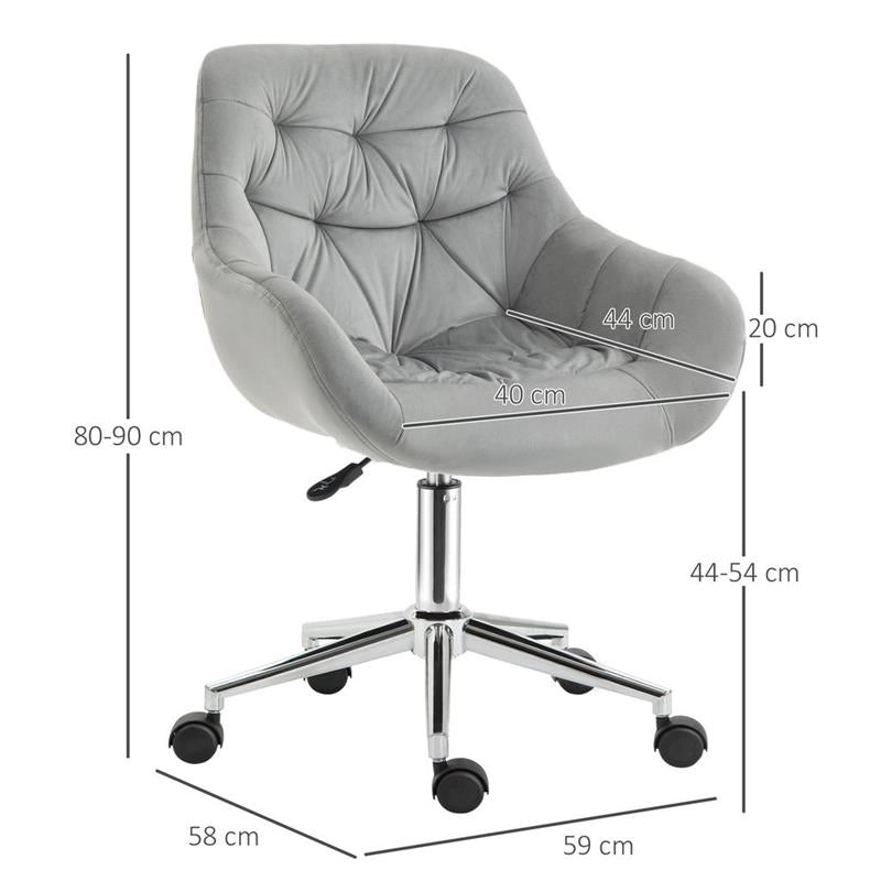 SEDIA DA UFFICIO GIREVOLE CON ALTEZZA REGOLABILE 59 X 58 X 80 IN VELLUTO GRIGIO