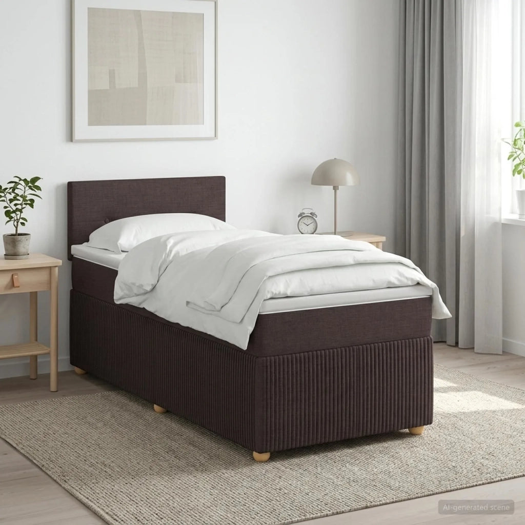 Letto box spring con materasso Marrone Scuro 100 x 200 cm 3451401