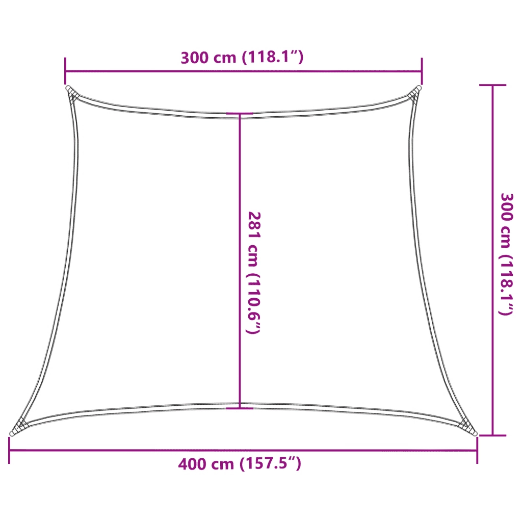 Vela Parasole | Telo Ombra | Vela da ombra 160 g/m2 Crema 3/4x3 m in HDPE