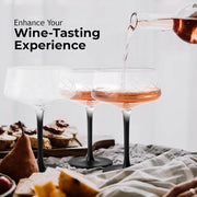 Set di 4 bicchieri da cocktail 280ml con cucchiaio da bar - bicchieri da cocktail in cristallo a mano con base nera - bicchieri unici da vodka martini e champagne