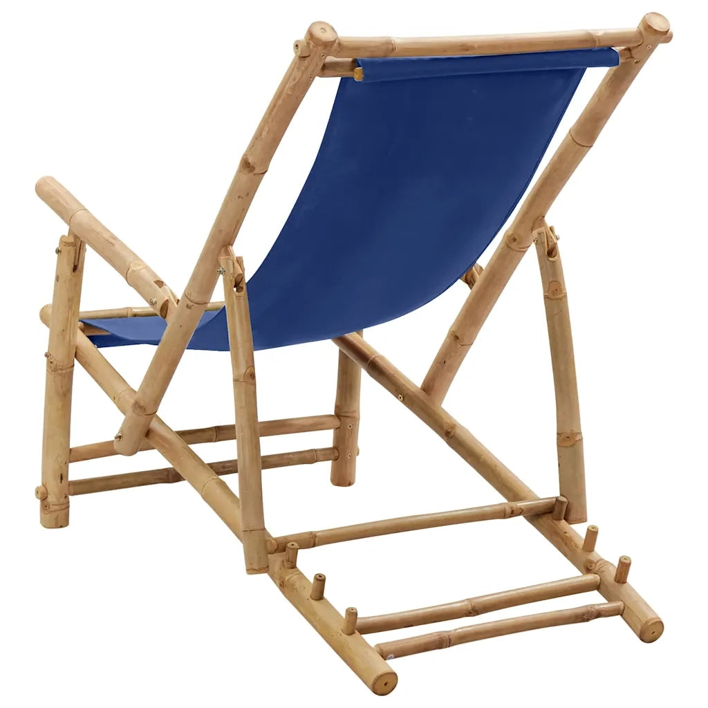 Sedia a Sdraio in BambÃ¹ e Tela Blu Marino cod mxl 16975