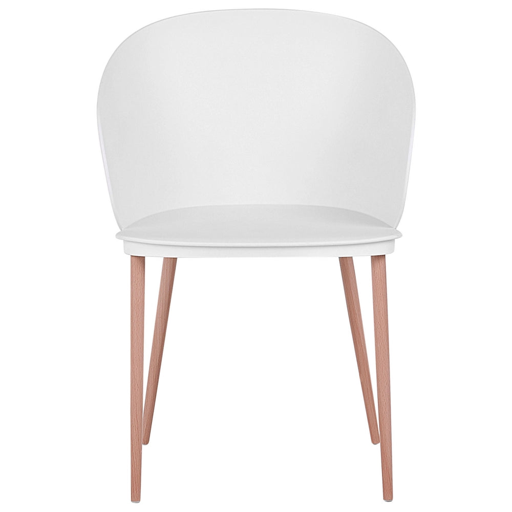 Set di 2 sedie da pranzo bianche in materiale sintetico con gambe in metallo per soggiorno moderno