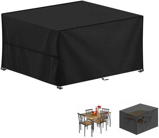 Teggi di giardino impermeabili - Resistenti ai raggi UV - 130x90x80cm - Copri tavola e sedili per giardino - Nero