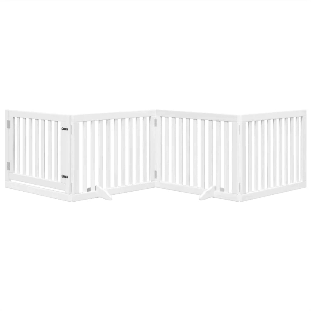 Cancelletto e porta di sicurezza per animali domestici 4 pannelli legno di pioppo bianco 02_0023342