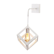 Trade Shop - Applique Da Parete Pendente A Forma Di Cubo 3d Stile Minimal Portalampada Attacco E27 Aq52 - Bianco