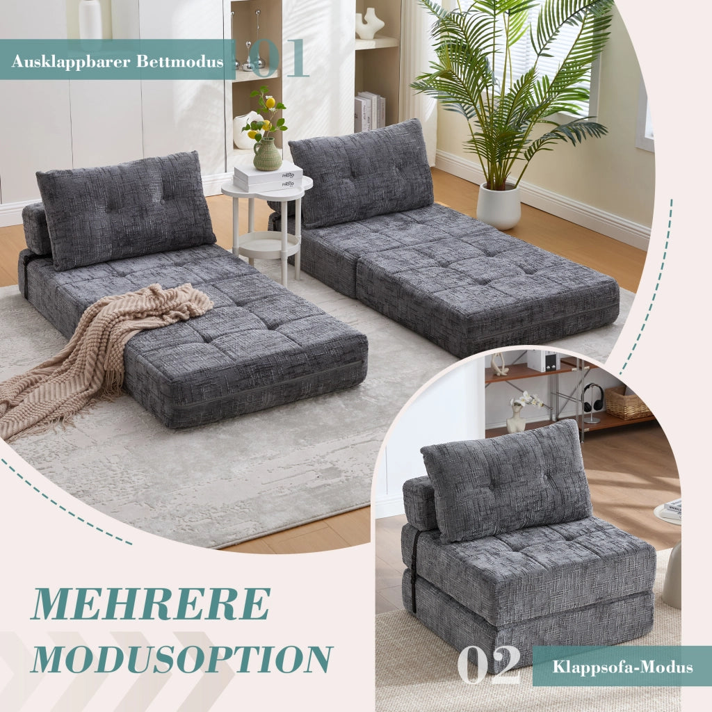 DIVANO LETTO PIEGHEVOLE 29 x 29 x 88 cm Chenille Grigio