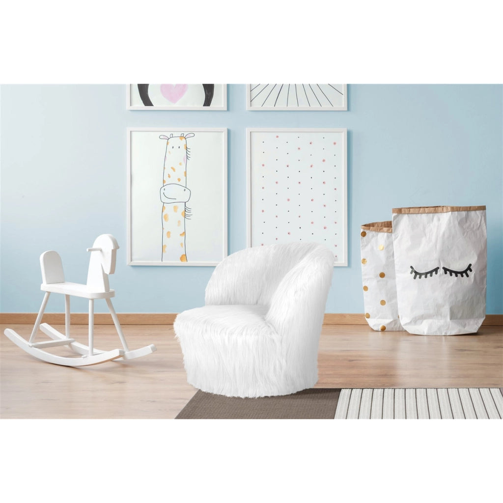 Poltroncina per bambini Nanny in ecopelliccia rosa