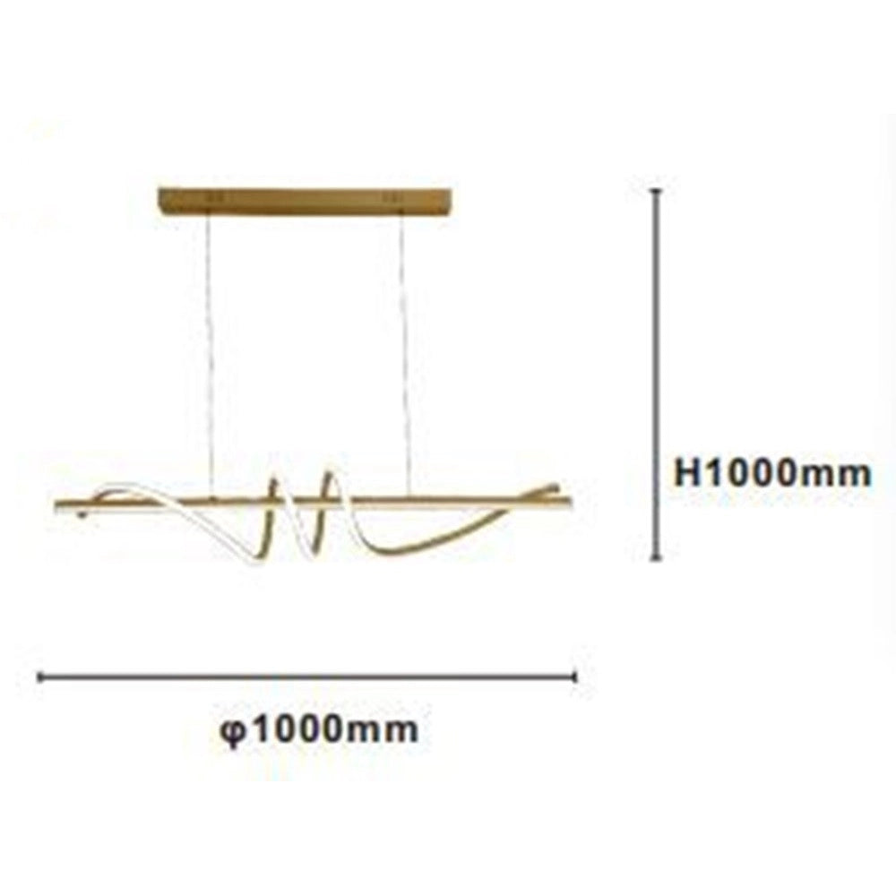 Trade Shop - Lampadario Sospeso Led 65w Oro Spirale Ondulato Vortice Orizzontale Luce 3000k-6500k 01158 -