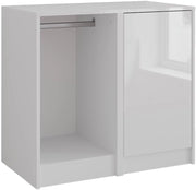 Credenza Sherry, Bianco/bianco lucido, 80.2 x 76 cm 2 parti, adatto per riporre abbigliamento e accessori