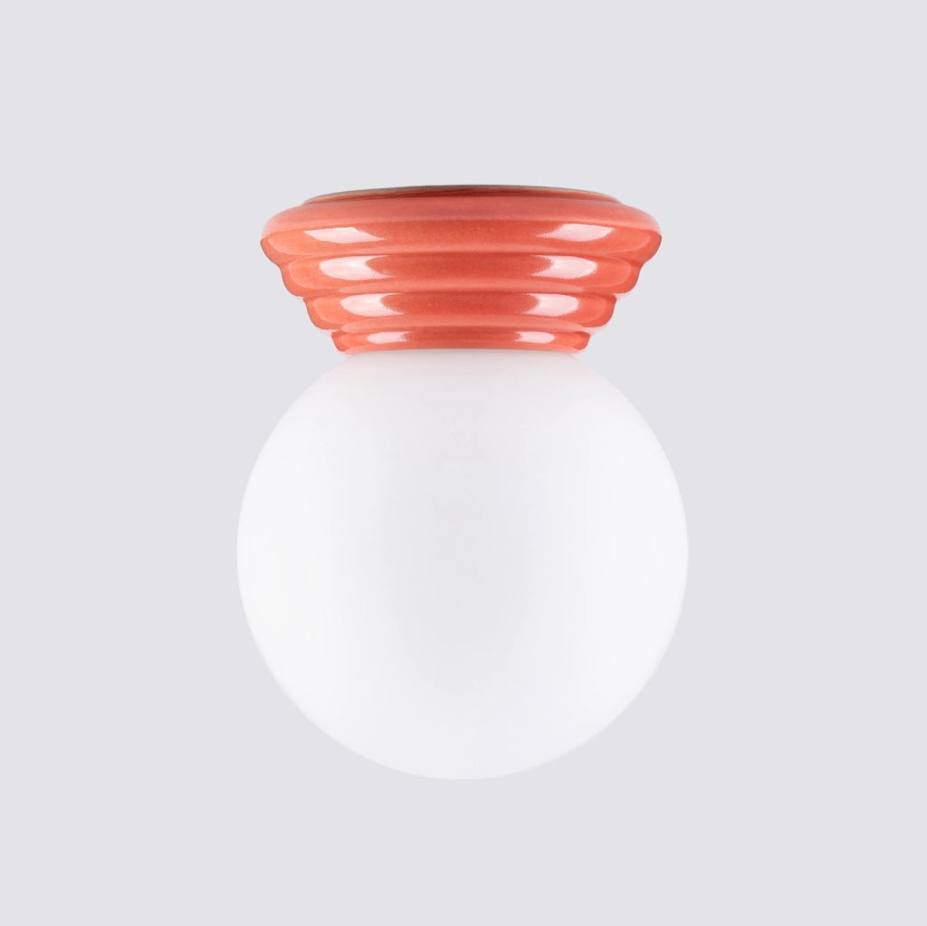 Plafoniera bagno sfera vetro opale pesca ceramica G9 8W