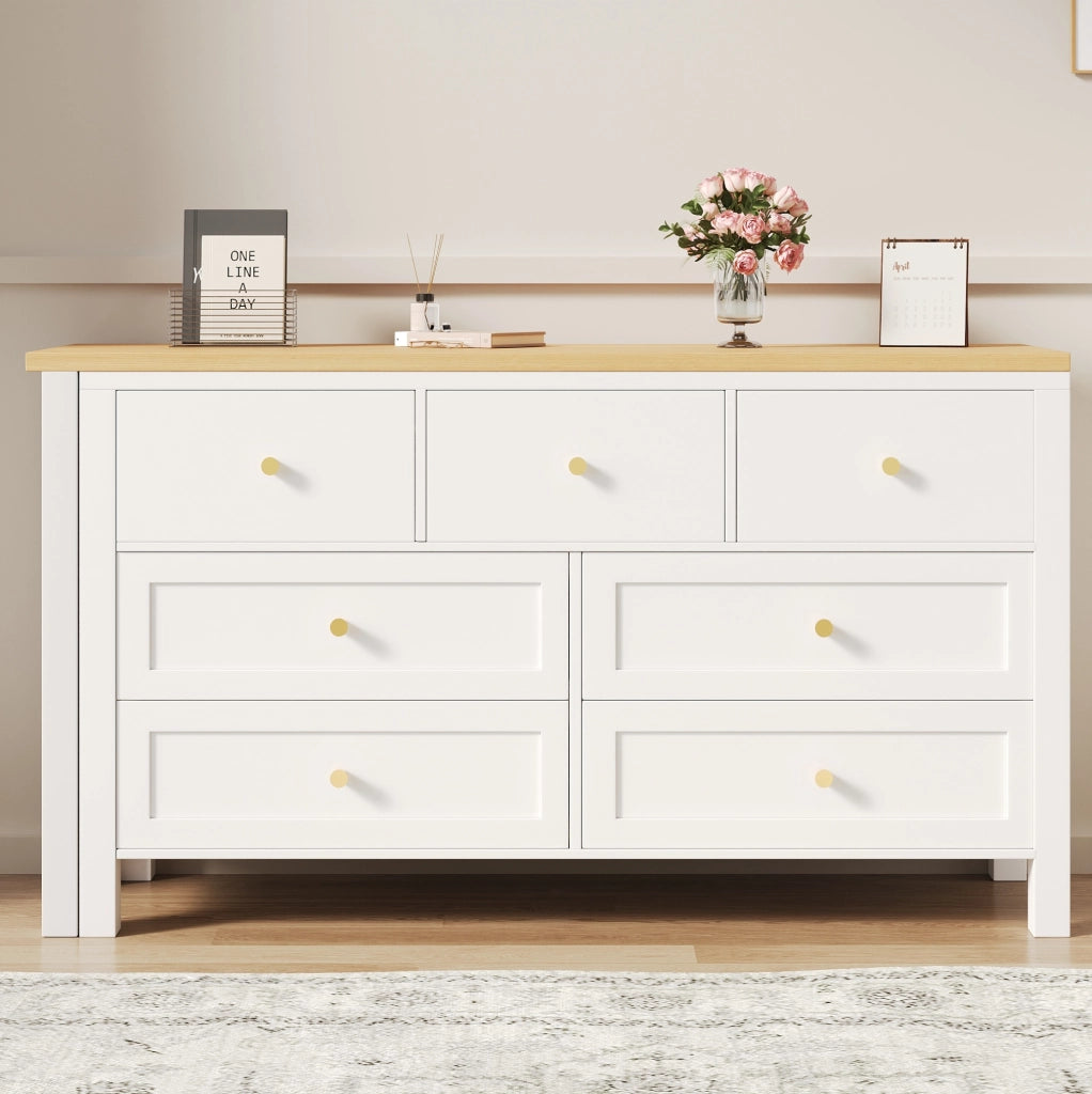 Scrivania girevole 360° con 7 cassetti, effetto rovere